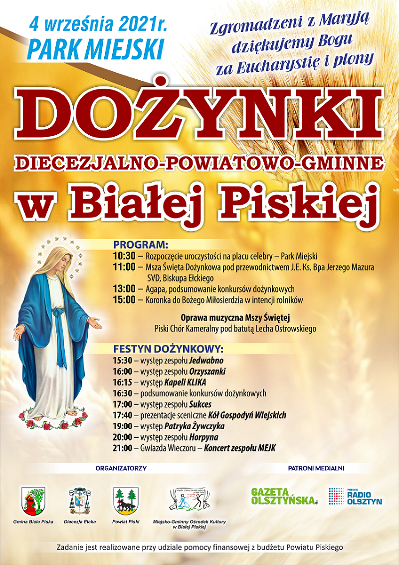 Dożynki diecezjalno-powiatowo-gminne w Białej Piskiej - plakat informacyjny 